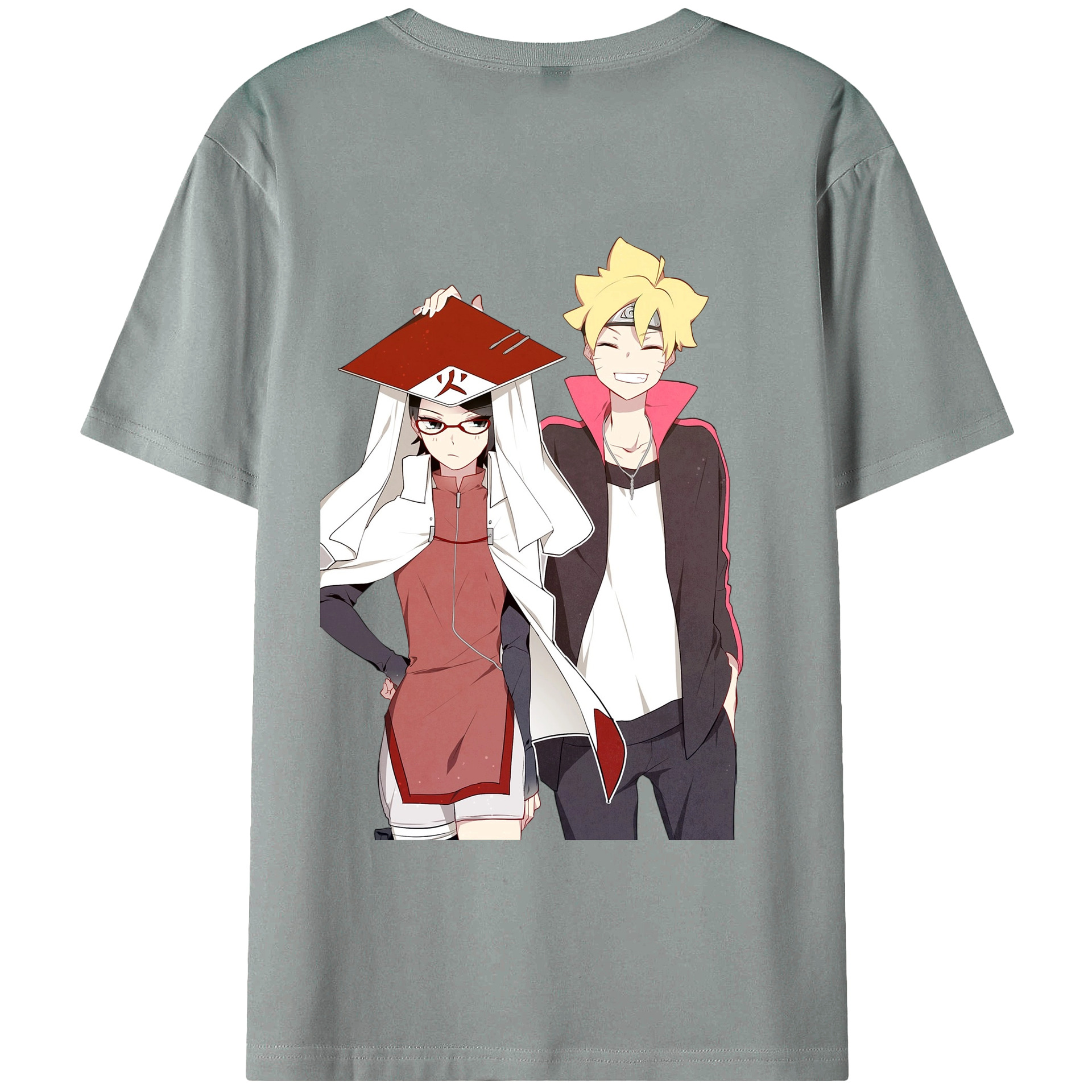 （画像用） NARUTO -ナルト- うちは サラダ Uchiha Sarada 綿100％ メンズ半袖Tシャツ（バックプリント） 通気性